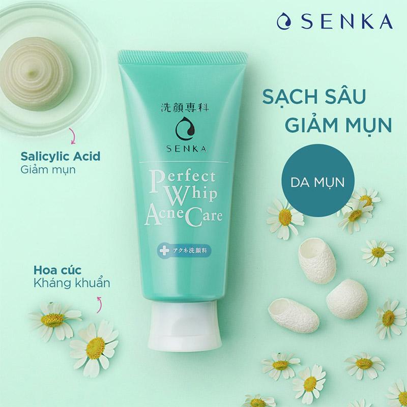 Sữa rửa mặt Senka Perfect Whip Acne Care được rất nhiều các bạn học sinh ưu ái