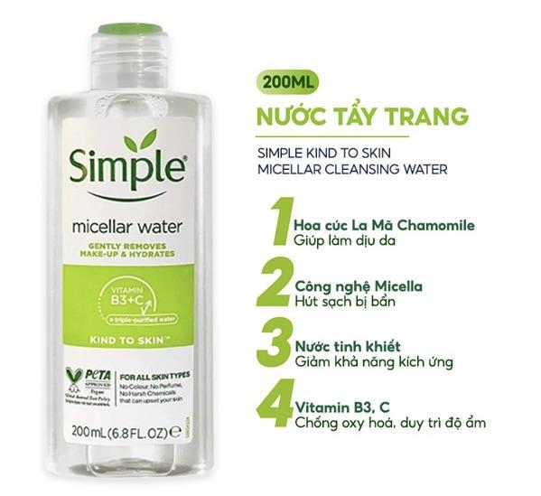 Nước tẩy trang Simple Micellar Cleansing Water