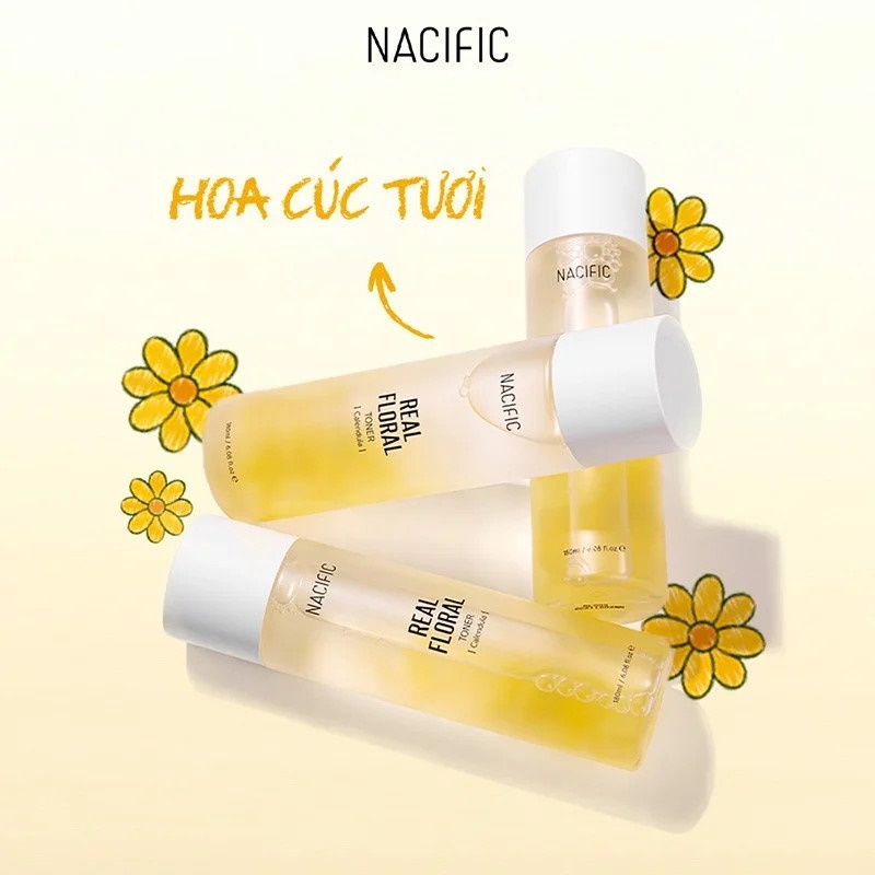 Nước hoa cúc Nacific Real Floral Toner Calendula - toner lành tính cho da dầu mụn