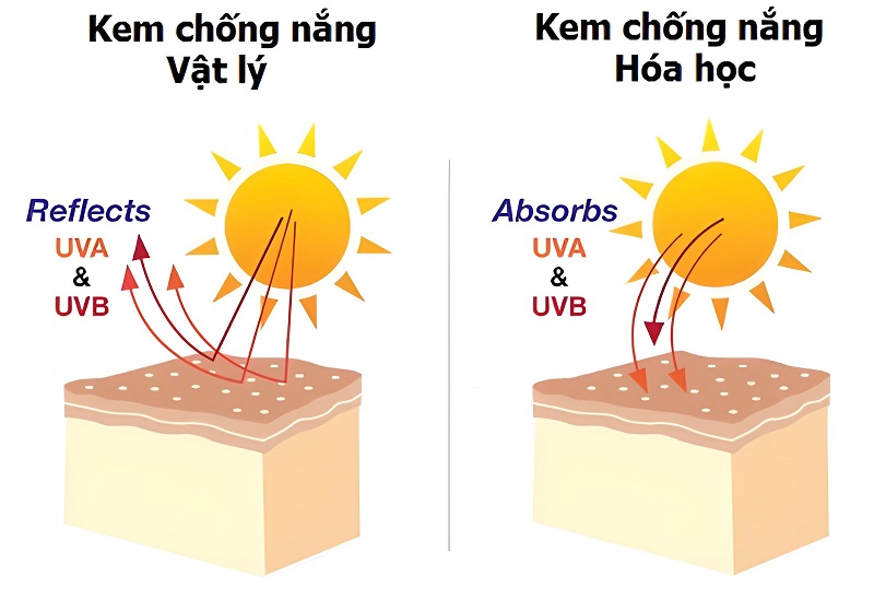 Kem chống nắng vật lý và hóa học có đặc điểm gì khác và giống nhau?